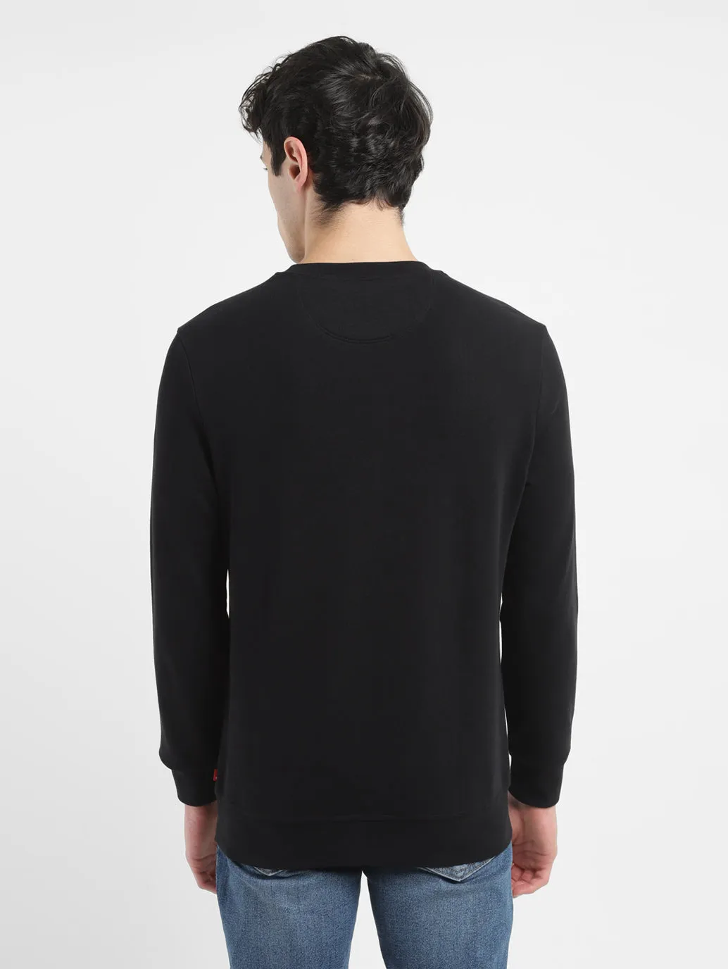 Men's Brand Logo Black Crew Neck Sweatshirt
