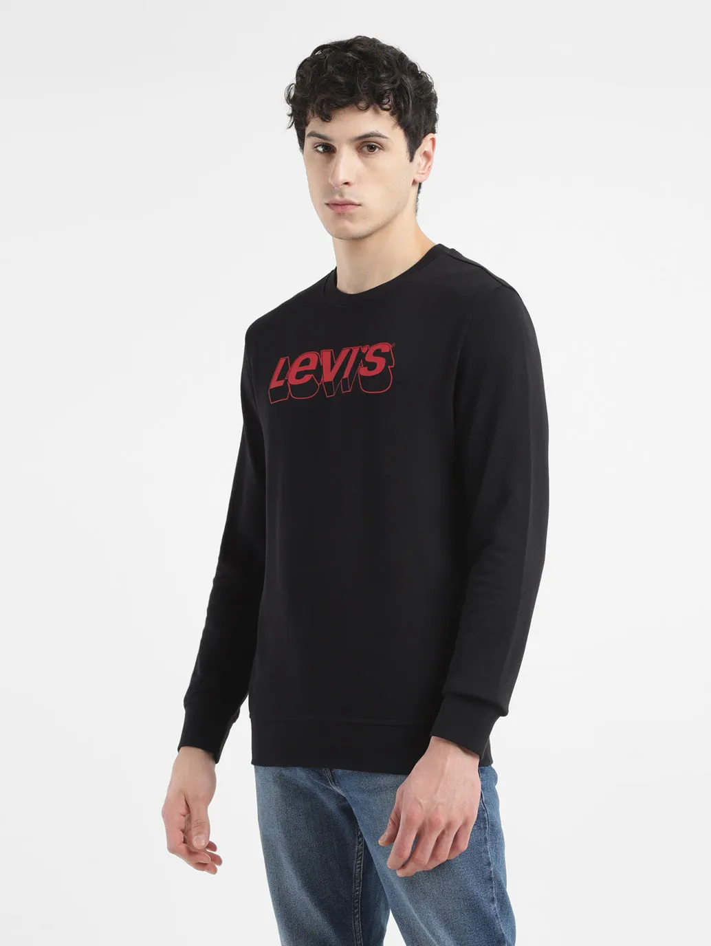 Men's Brand Logo Black Crew Neck Sweatshirt
