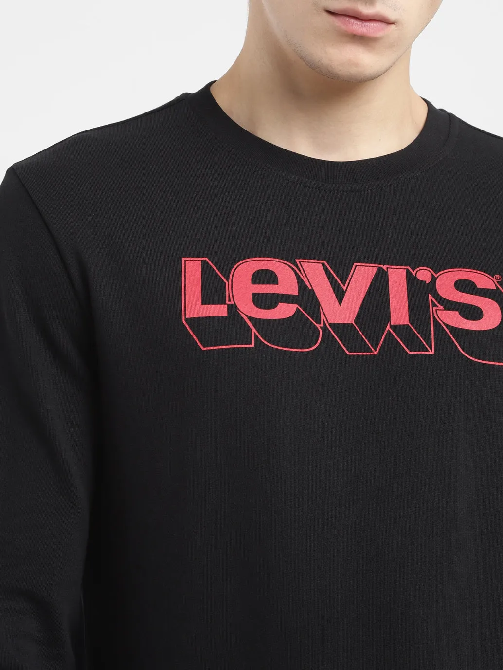 Men's Brand Logo Black Crew Neck Sweatshirt