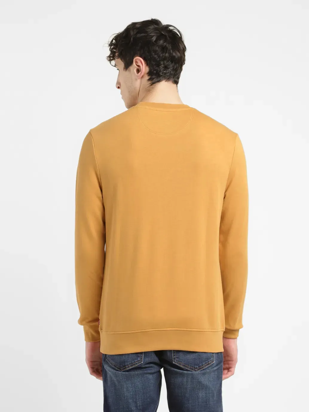 Men's Brand Logo Ochre Crew Neck Sweatshirt
