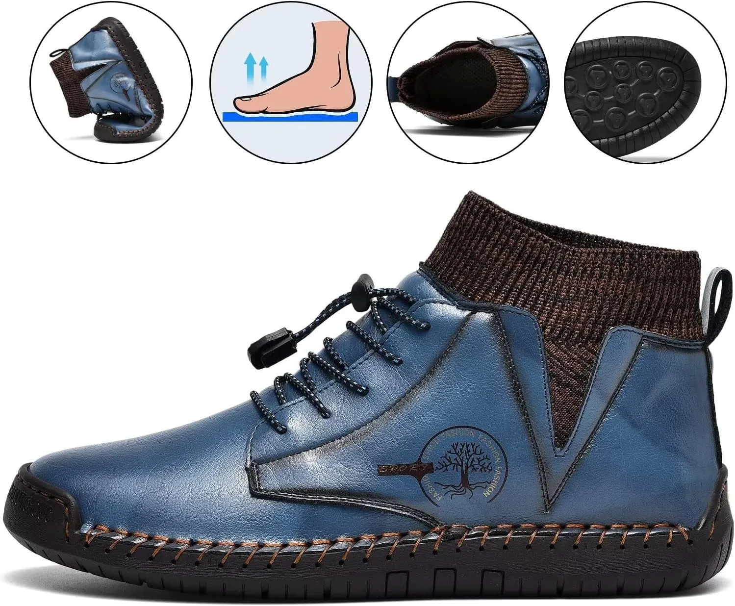 Men's Leather Loafers Fashion Casual Slip On Penny Beck Driving Loafer Shoes Ankle Chukka Boots For MenIncludes Extra Insole
