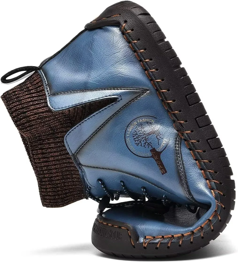Men's Leather Loafers Fashion Casual Slip On Penny Beck Driving Loafer Shoes Ankle Chukka Boots For MenIncludes Extra Insole