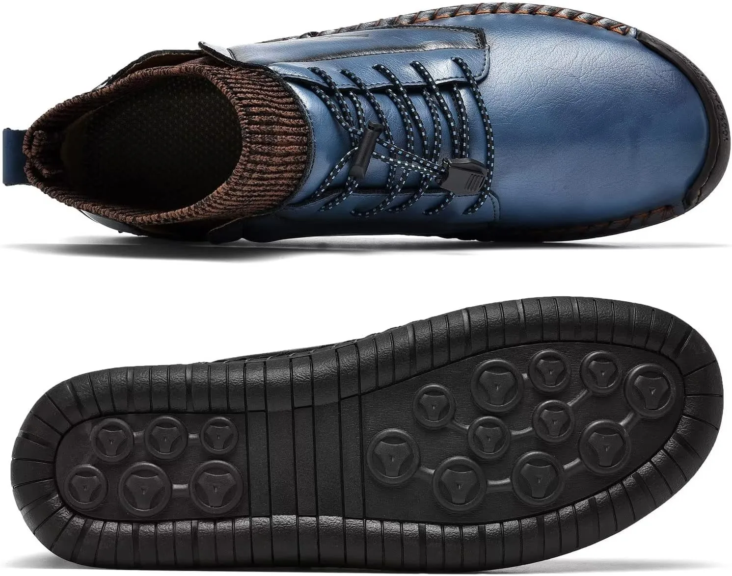 Men's Leather Loafers Fashion Casual Slip On Penny Beck Driving Loafer Shoes Ankle Chukka Boots For MenIncludes Extra Insole