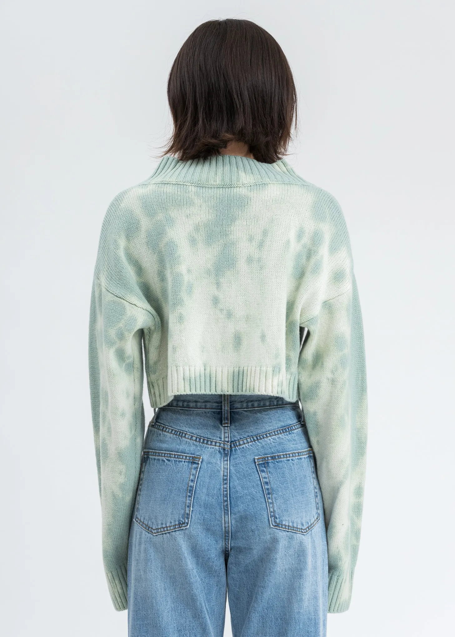 Mint Green Tie Dye Knit Safety Pin Sweater