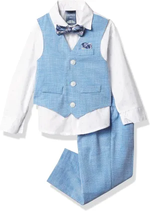 Nautica Baby Boys' 4-Piece Suit Set with Dress Shirt, Vest, Pants, and Bow Tie
