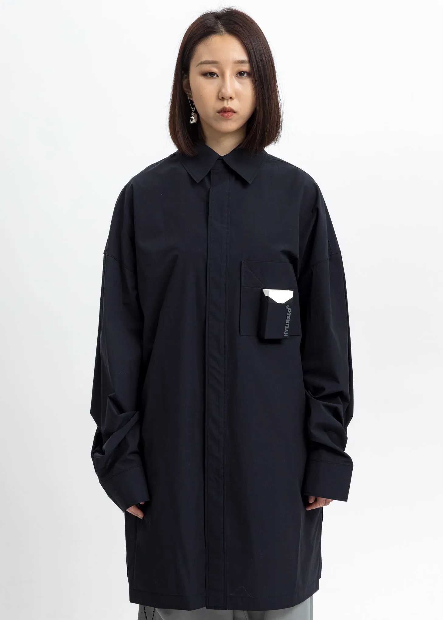 Navy Oversized Smoker's Shirt