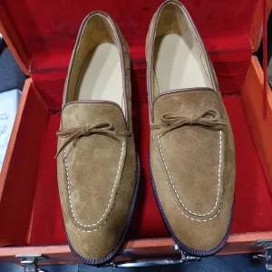 New Men's Handmade Beige Suede  Loafers/SlipOn Stylish Dress & Formal Wear Shoes