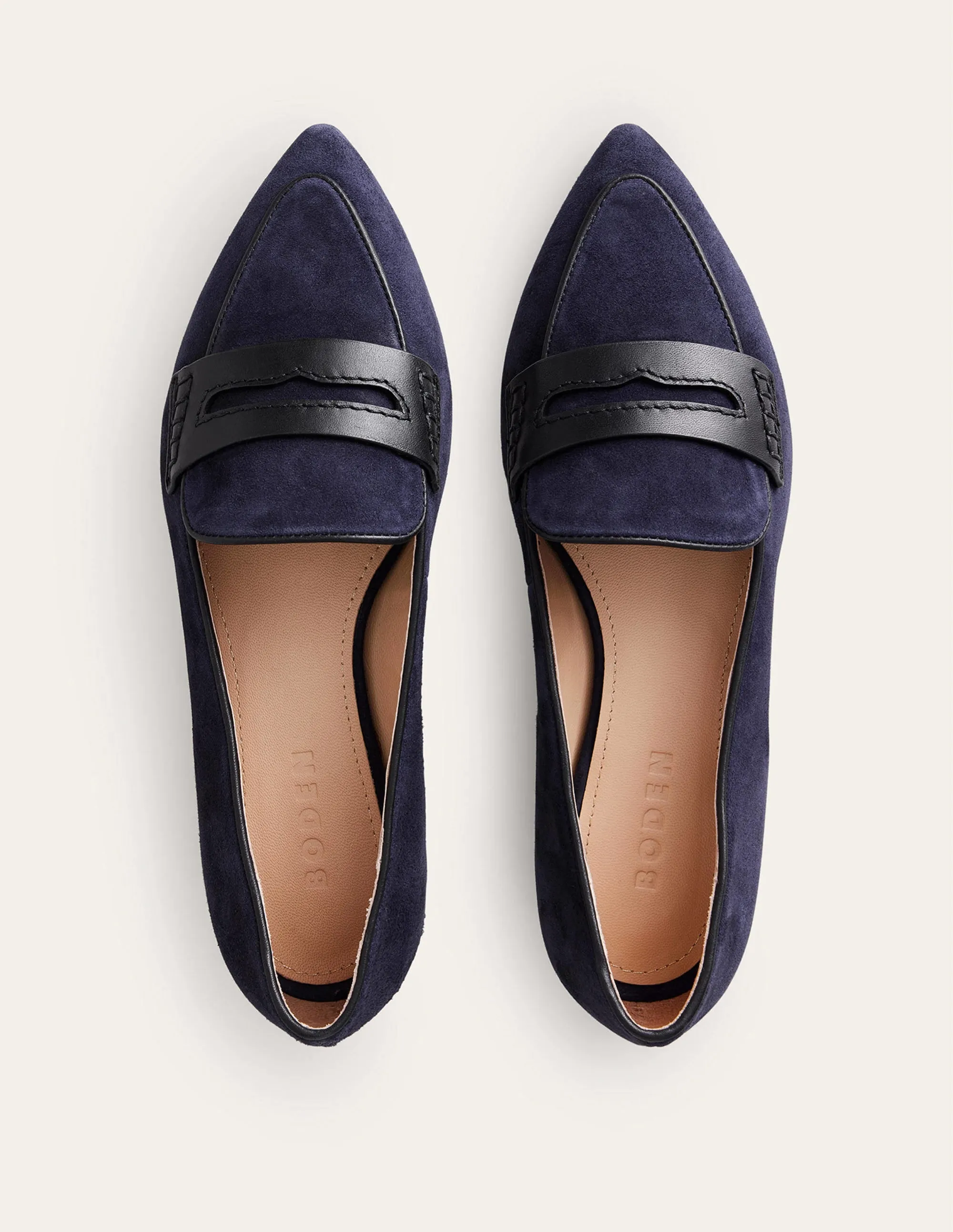 Pointed Loafers-Navy Suede