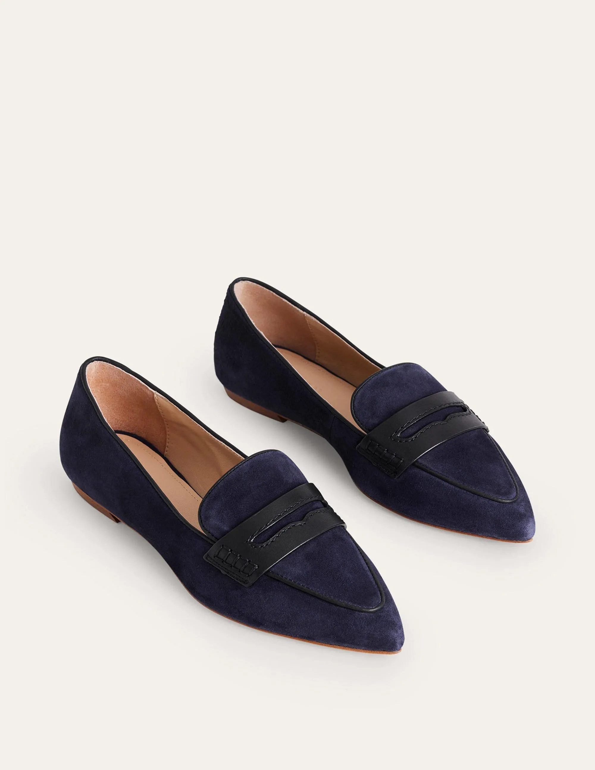 Pointed Loafers-Navy Suede
