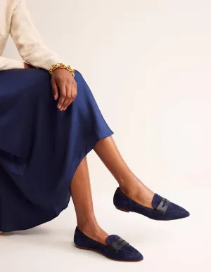 Pointed Loafers-Navy Suede