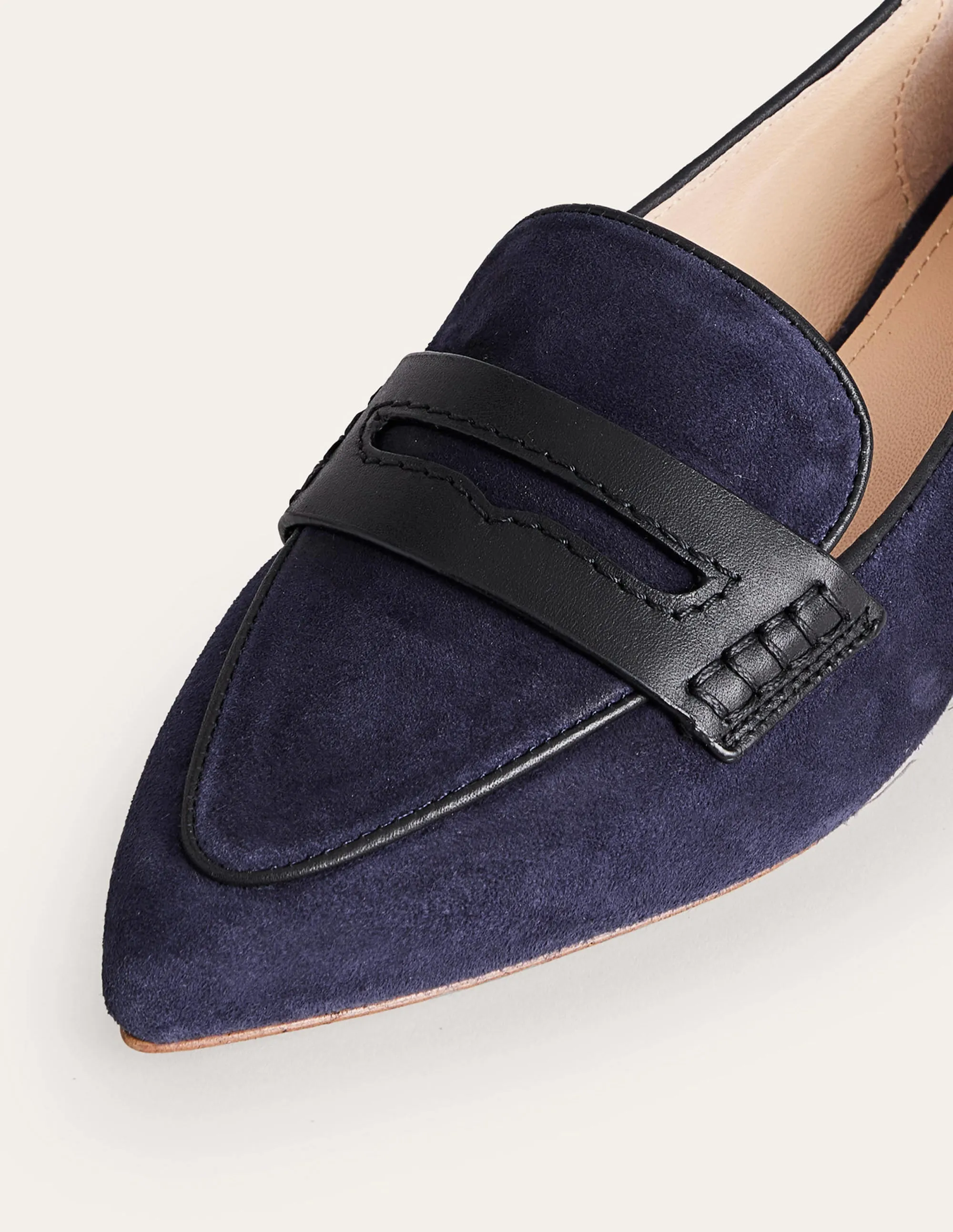 Pointed Loafers-Navy Suede