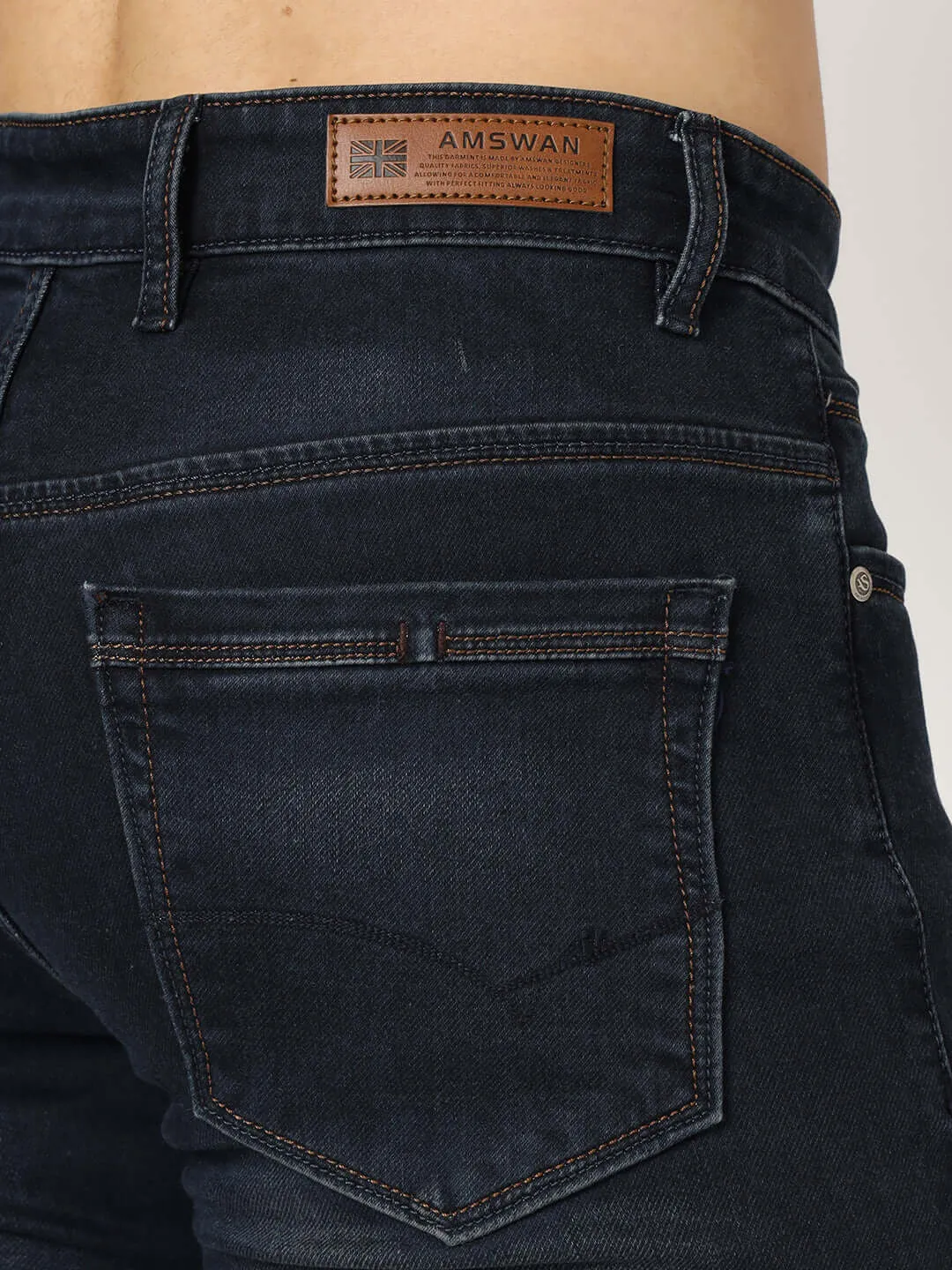 Premium Men'S Blue Dark Wash Relaxed Fit Jeans