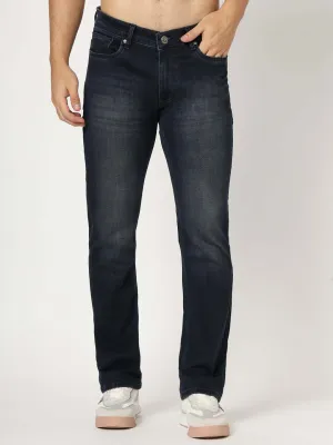 Premium Men'S Blue Dark Wash Relaxed Fit Jeans