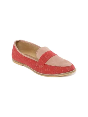 Raindrops Red and Pink Ikat Woven Handcrafted Loafers