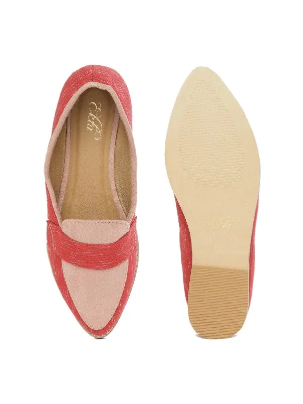 Raindrops Red and Pink Ikat Woven Handcrafted Loafers