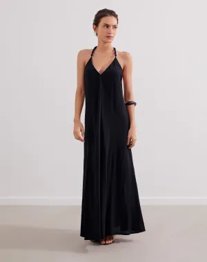 Remi Detail Long Dress - Black