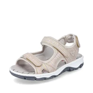 Rieker Ladies Cream Multi Velcro Walking Sandal 68881-90