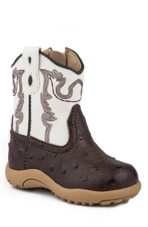 Roper Infant Unisex Cowbabies Bumps Dark Brown/White Faux Leather Cowboy Boots