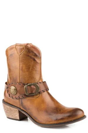 Roper Womens Mae Burnished Brown Faux Leather Cowboy Boots