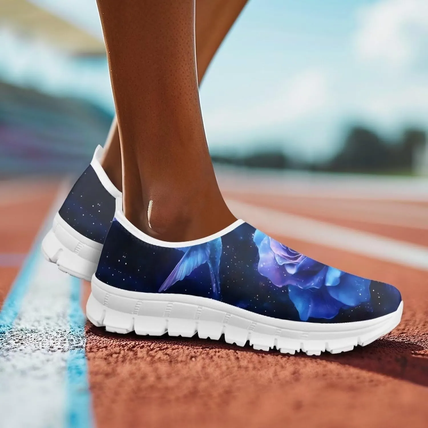 Rose Sneakers for Women Soft Low Top Casual Slip On Sneakers Breathable Non-Slip Athletic Holiday Walking Shoes for Teen Girls US 5.5-11.5