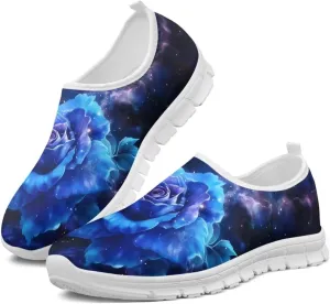 Rose Sneakers for Women Soft Low Top Casual Slip On Sneakers Breathable Non-Slip Athletic Holiday Walking Shoes for Teen Girls US 5.5-11.5