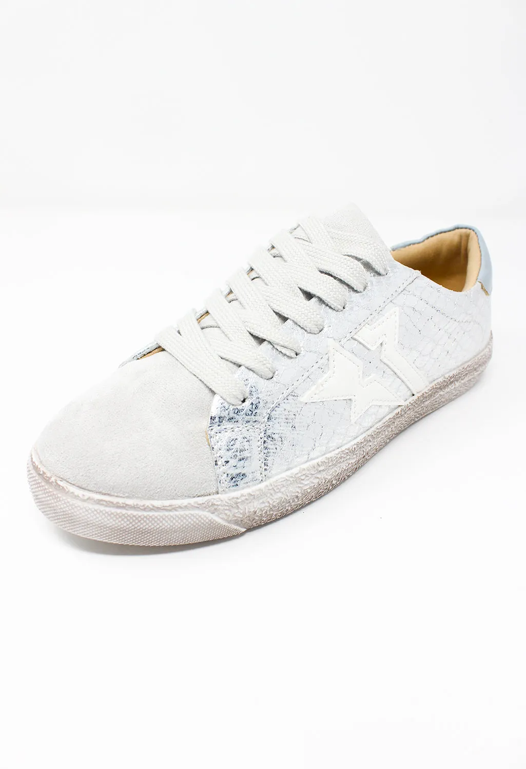 Silver Snakeskin Printed Trainer