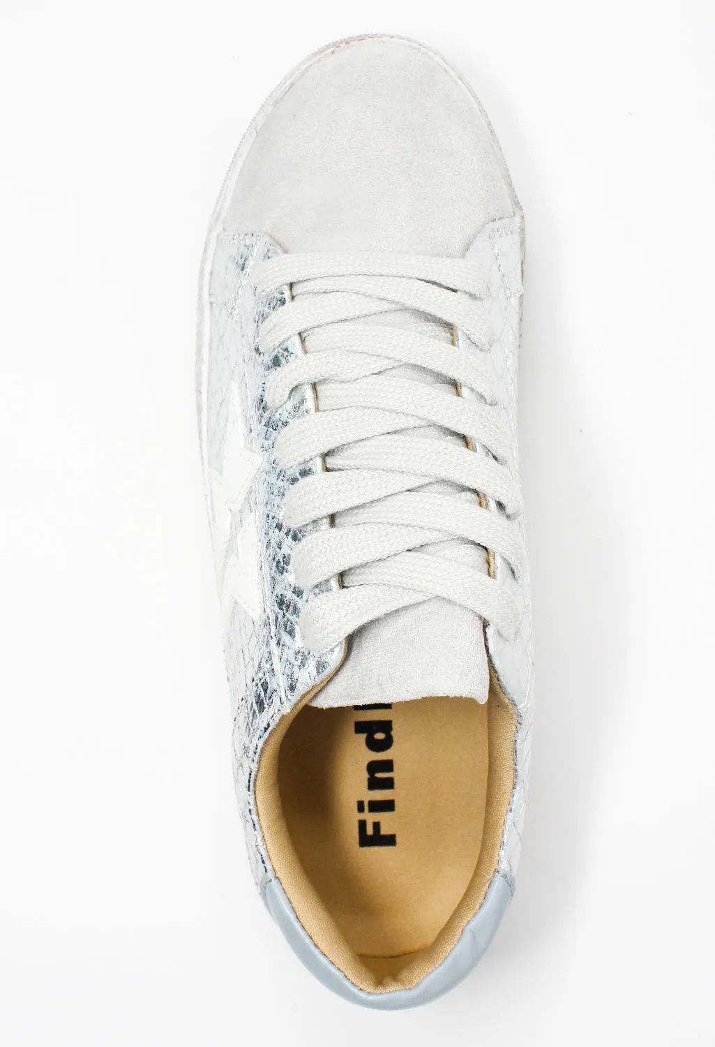 Silver Snakeskin Printed Trainer