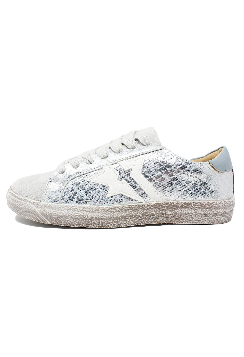 Silver Snakeskin Printed Trainer