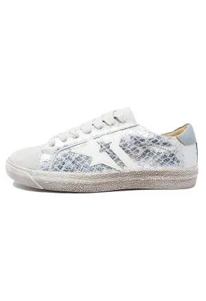 Silver Snakeskin Printed Trainer