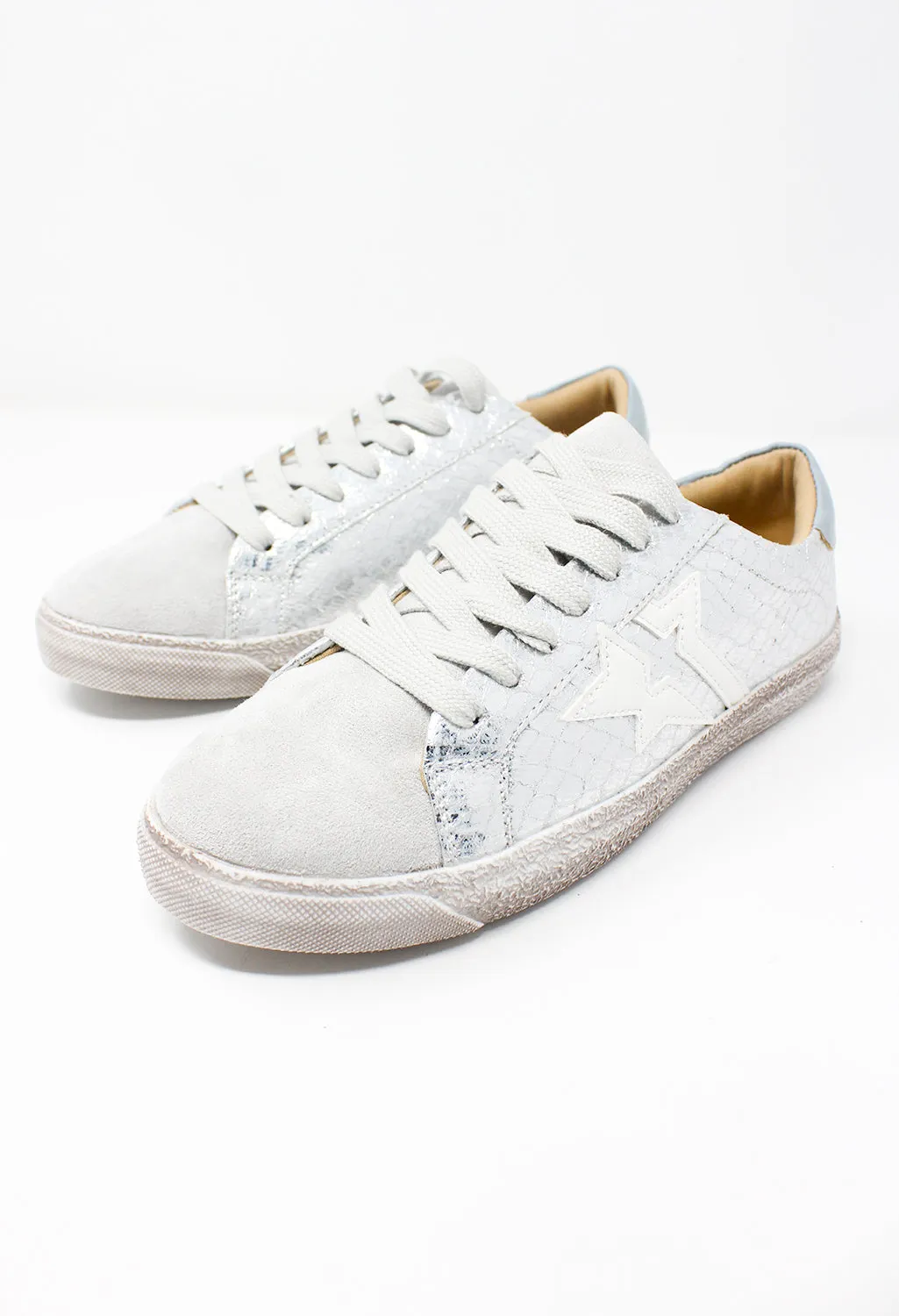 Silver Snakeskin Printed Trainer