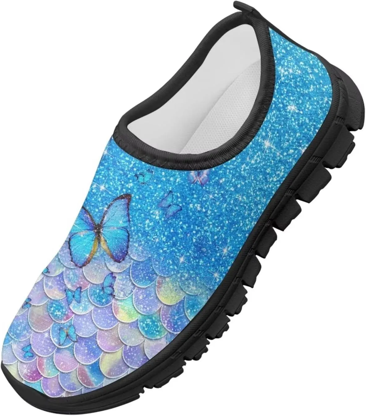 Slip On Walking Kids Sneakers Casual Loafers Non Slip Shoes Low Top Breathable Mesh Hiking Shoes Toddlers Black US 11-15