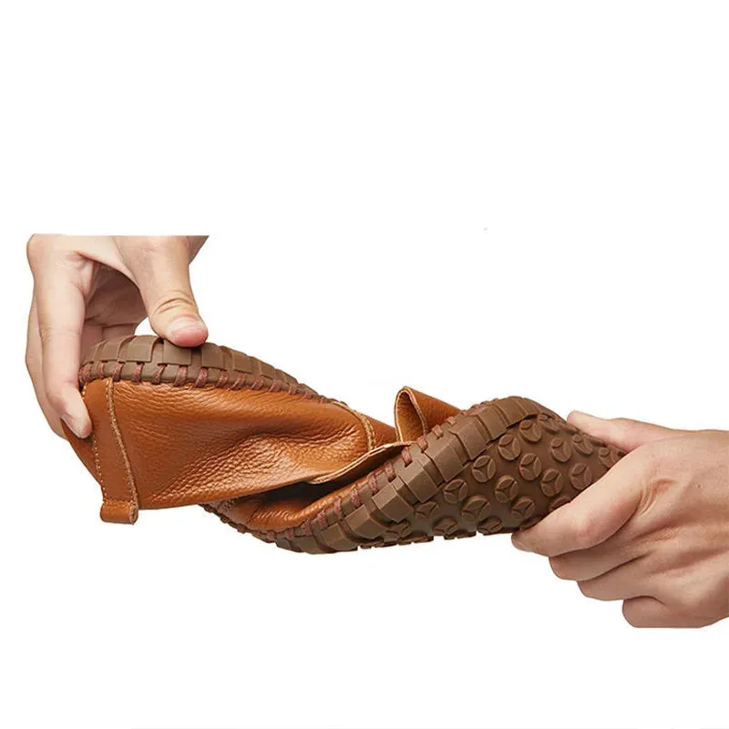 Spring/Summer Genuine Leather Men's Loafers: Stylish Slip-On Boat Shoes for Outdoors