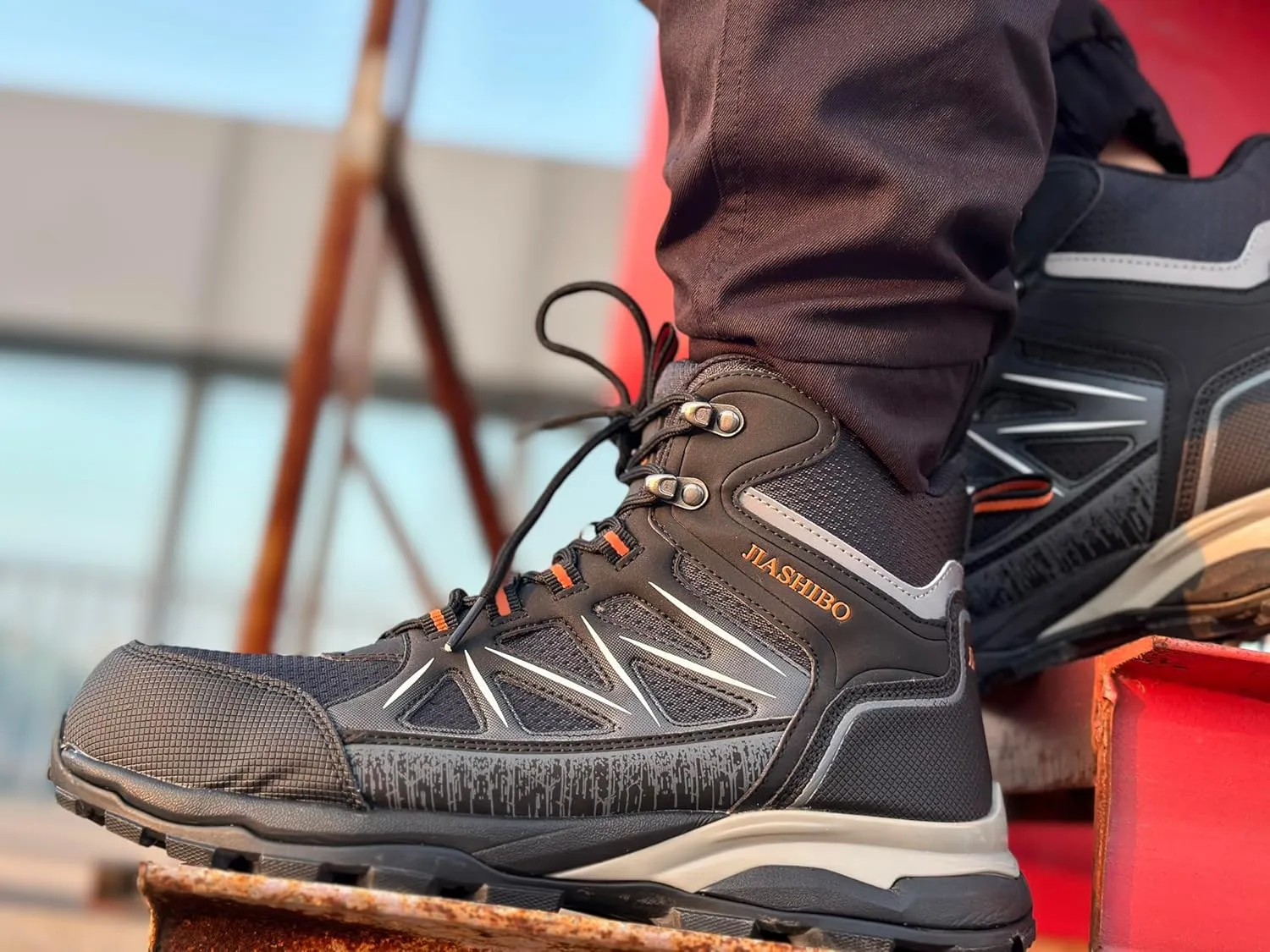 Steel Toe Work Boots for Men Non Slip Puncture Proof Safety Work Shoes for Men with Indestructible Construction Comfortable Perfect for Outdoor Work, Hiking, Construction
