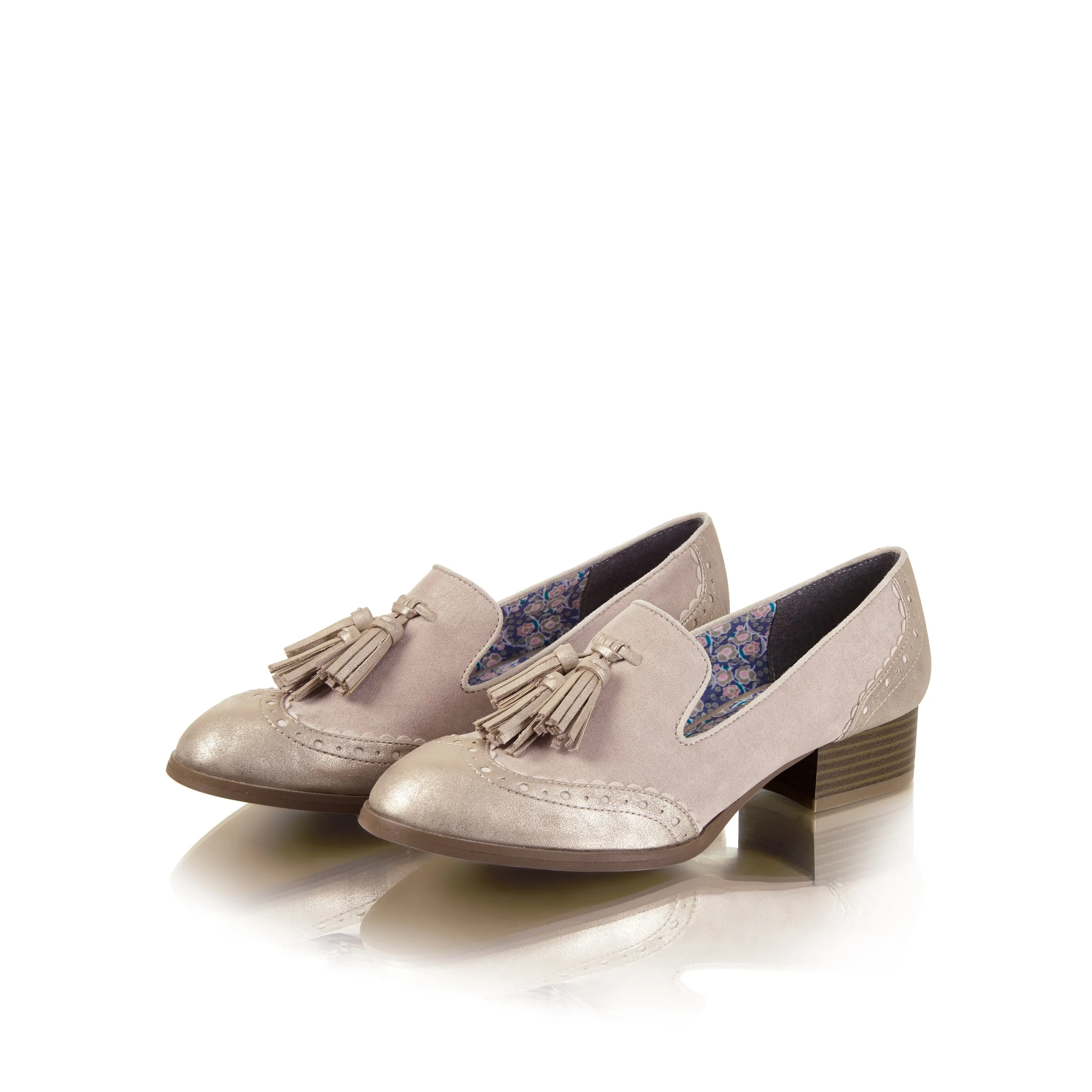 Tara Champagne Low Heel Patent Loafers by Ruby Shoo