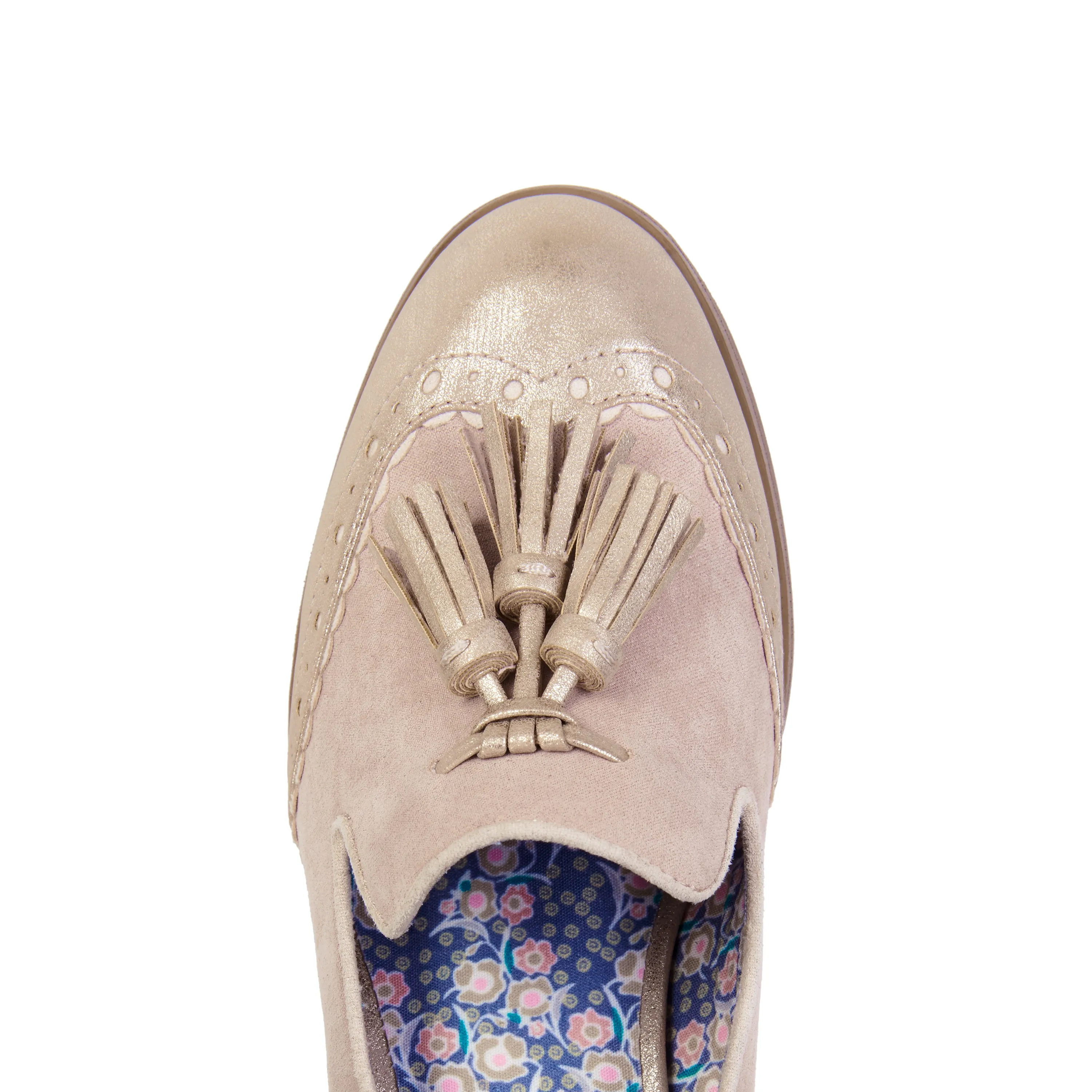 Tara Champagne Low Heel Patent Loafers by Ruby Shoo