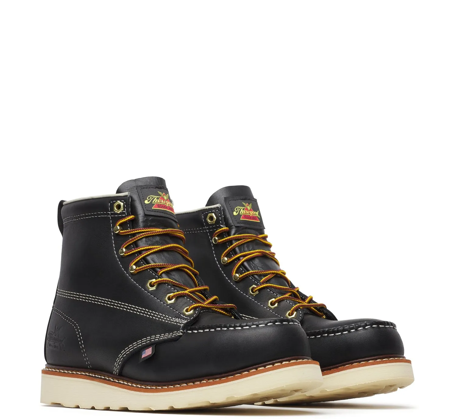 Thorogood Men's American Heritage MAXWear Wedge 6" Steel Toe Work Boot_Black