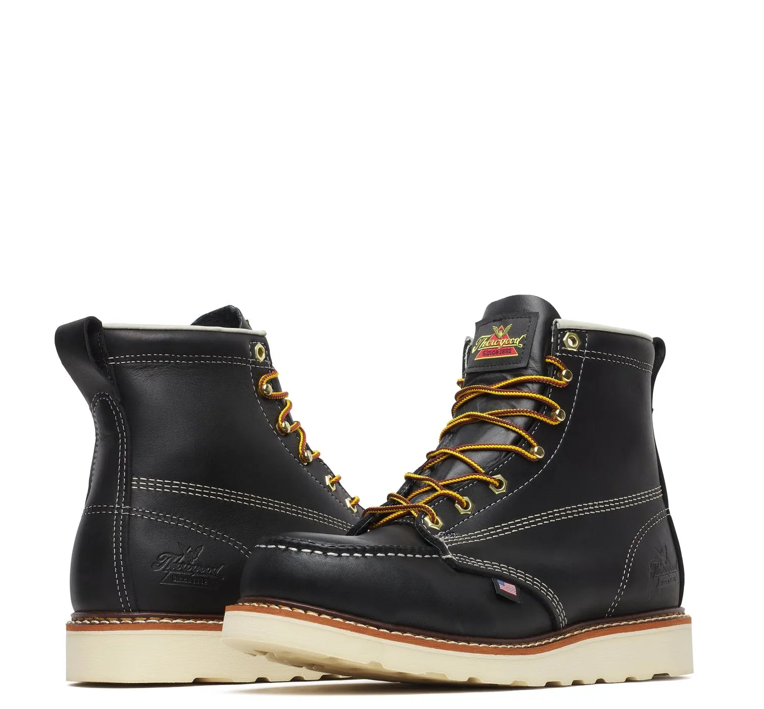 Thorogood Men's American Heritage MAXWear Wedge 6" Steel Toe Work Boot_Black