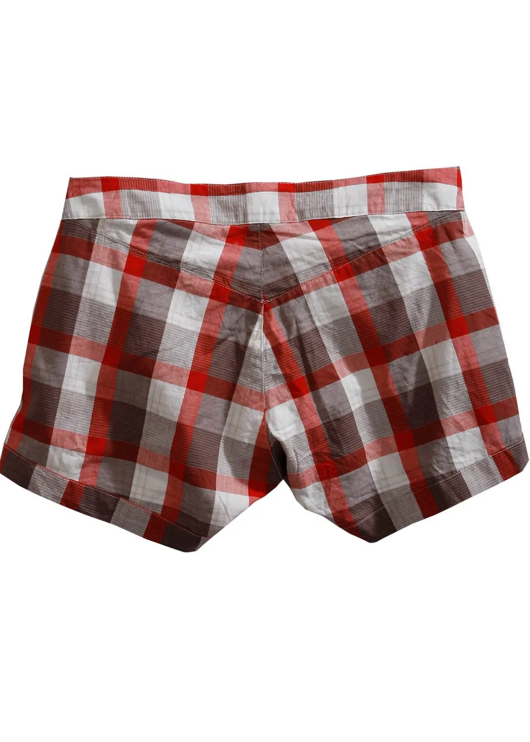 Tin Haul Womens Buckeye Check Red/Grey 100% Cotton Casual Shorts