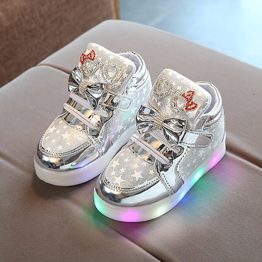 Toddler Baby Boys Girls Sneakers Fashion LED Light Luminous Comfortable Soft Bottom Slip On Running Sport Shoes