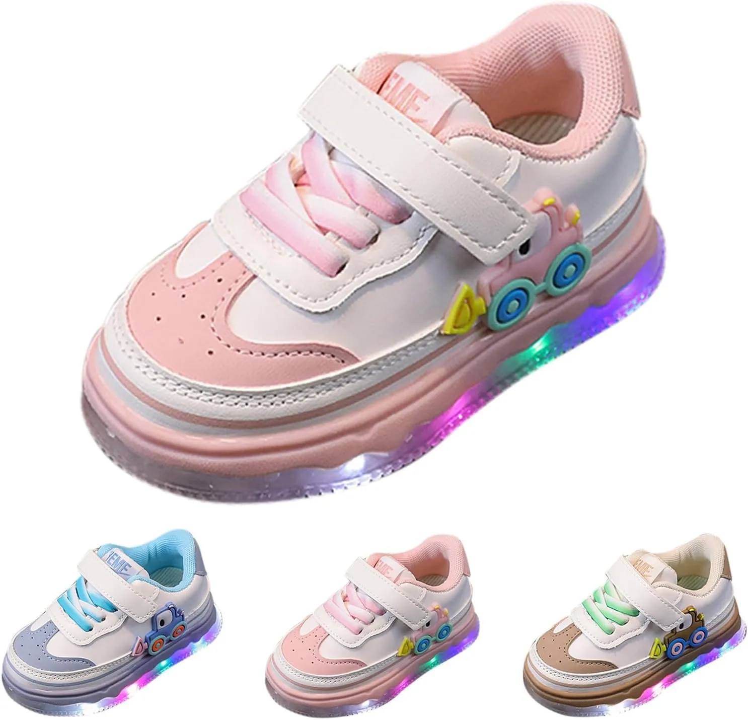 Toddler Infant Kids Light Up Platform Heel Flat Sneakers Flash Running Newborn Baby Sports Athletic Casual Casual Shoes