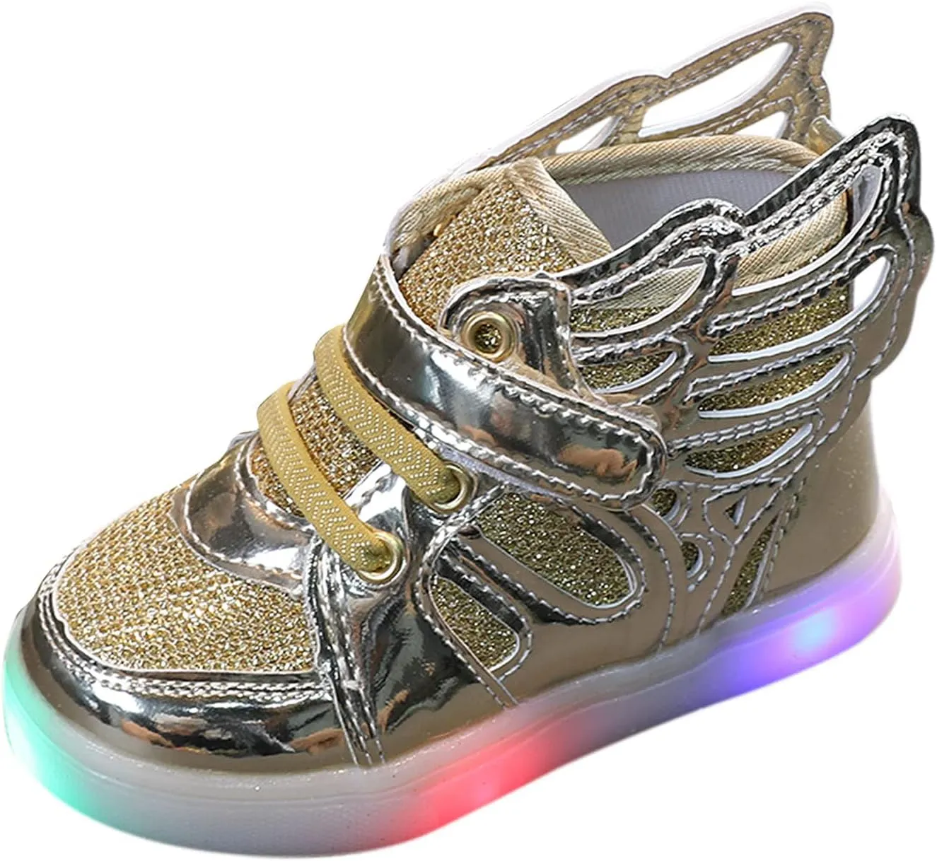 Toddler Light Up Shoes Kids High Top Walking Shoes Boys Girls LED Casual Sneakers Slip On Running Tennis Shoes