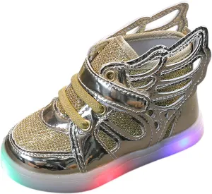 Toddler Light Up Shoes Kids High Top Walking Shoes Boys Girls LED Casual Sneakers Slip On Running Tennis Shoes