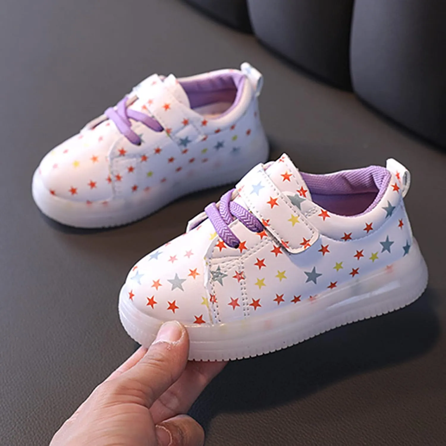 Toddler Light Up Shoes Slip On LED Sports Shoes Casual Shoes Breathable Baby Children Kids Low Top Casual Sneaker