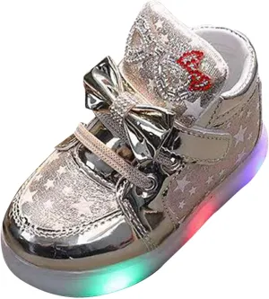 Toddler Light Up Sneaker Baby Infant Newborn First Walking Sport Shoes with Bow Girls Boys Led Outdoor Slip On Shoes