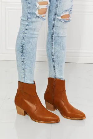 Vegan Leather Western Ankle Boots in Ochre