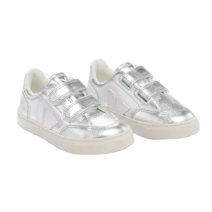 Veja V-12 Velcro Leather - Silver Lassi