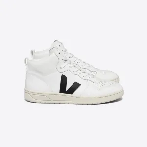 VEJA V-15 Leather Hightop Sneakers | White Black
