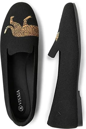 VIVAIA Audrey Womens Black Cheetah Loafers