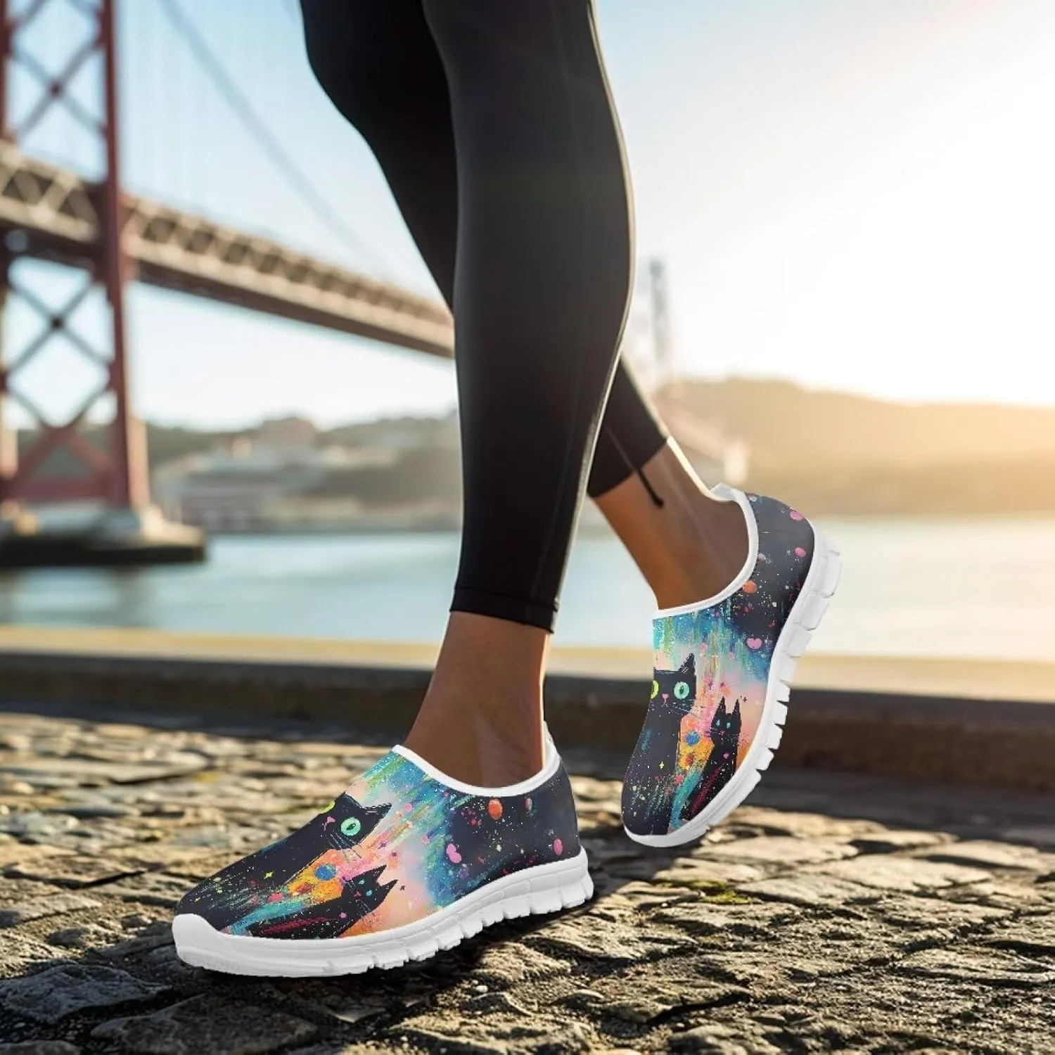 Women's Animal Sneaker Soft Casual Low-Top Breathable Shoes Hands Free Slip On Non-Slip Tennis Sneaker for Ladies US 5.5-11.5