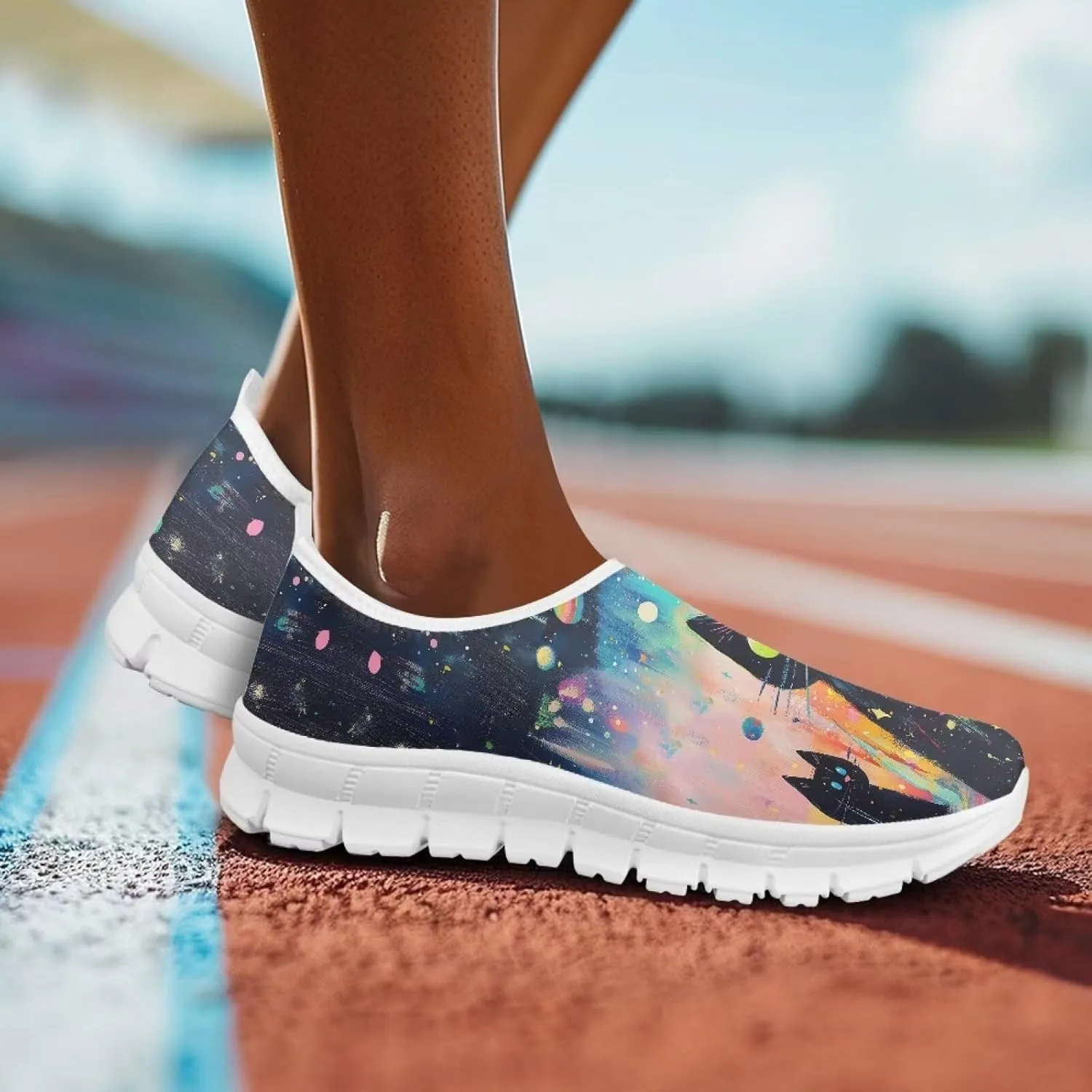 Women's Animal Sneaker Soft Casual Low-Top Breathable Shoes Hands Free Slip On Non-Slip Tennis Sneaker for Ladies US 5.5-11.5